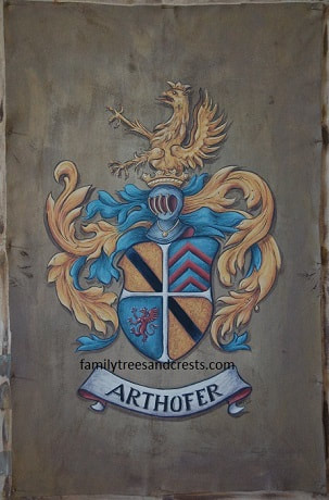 Wappenmalerei handgemalt auf  Leder  Wappen Arthofer